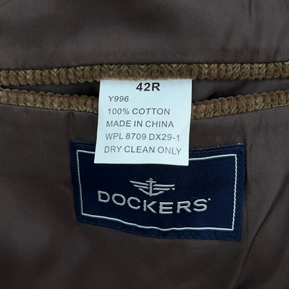 Dockers Mens Size 42R Corduroy Sport Coat Jacket Blazer Brown Tan 2 Button - Picture 13 of 16